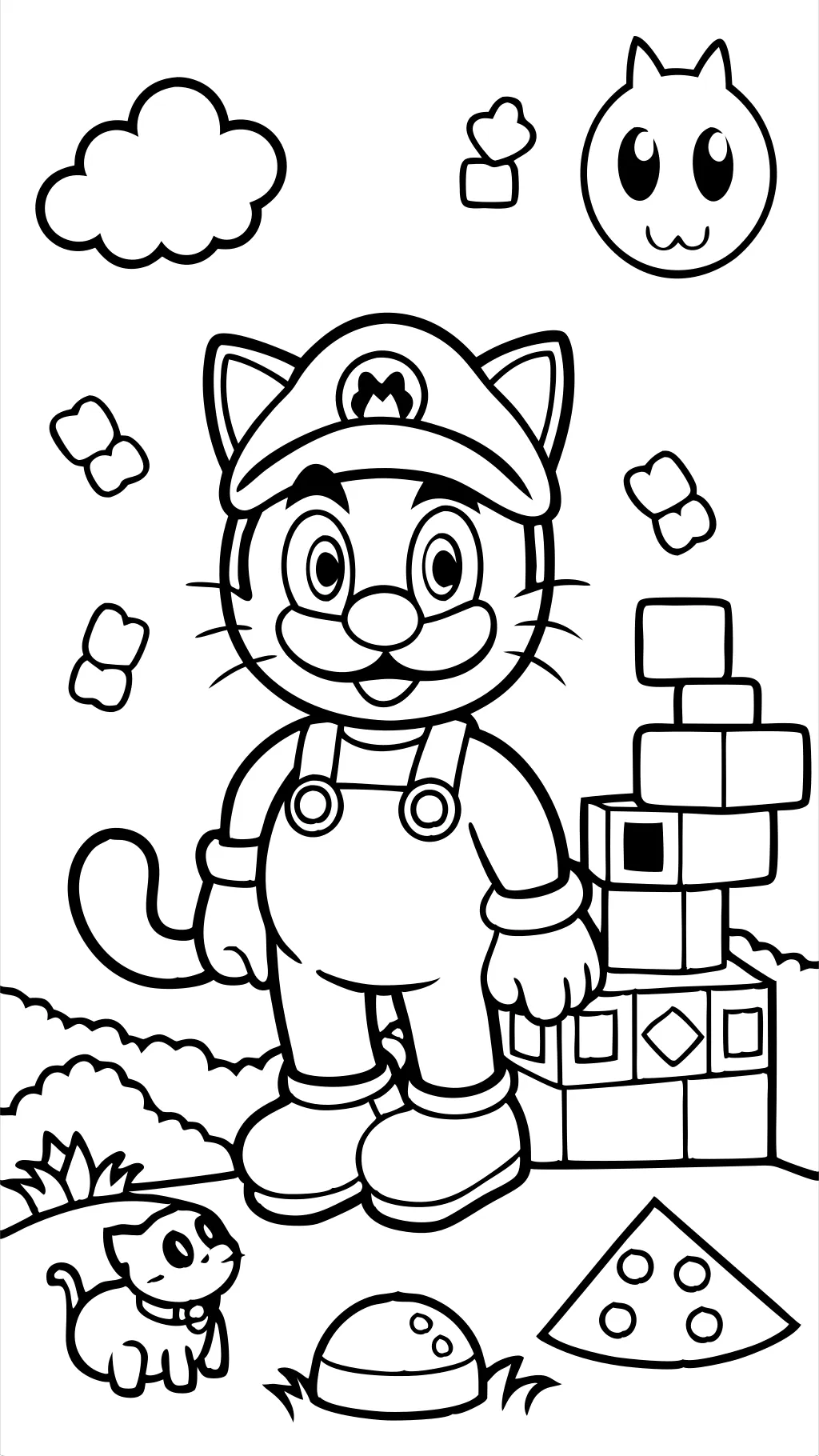 Cat Mario Coloring Pages